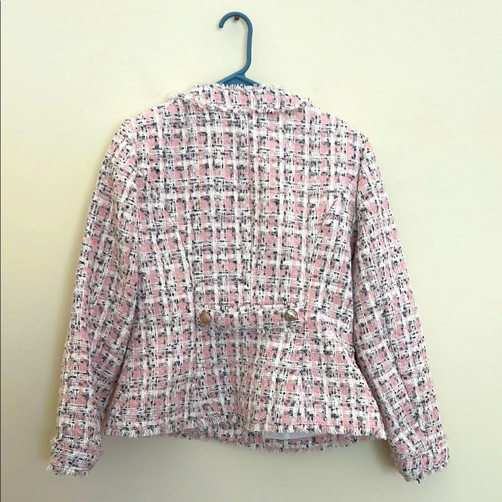 $200 WHBM  Shimmery Womens Pink Tweed Jacket size 14 NEW - Picture 5 of 15